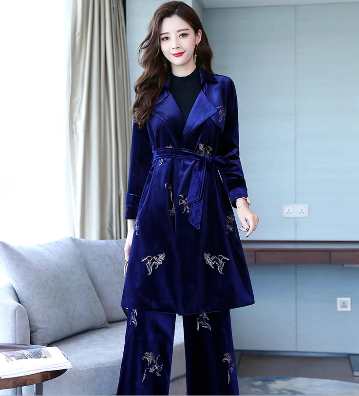 Chic Long Sleeve Round Neck Floral Two-Piece Set